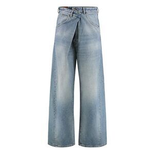 DARKPARK Asymmetrical Wrap Waist Denim Pants Men DENIM